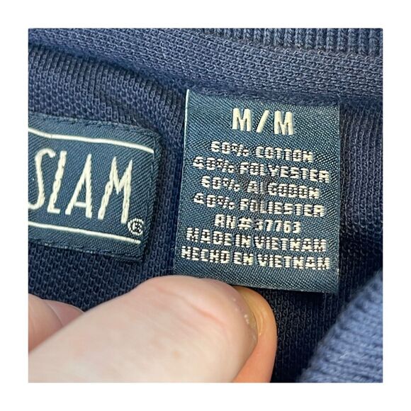 Grand Slam Polo Shirt Men Medium Blue Ivory Printed Cotton Collared Short Sleeve - Picture 2 of 8